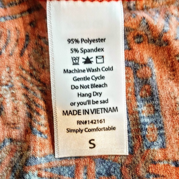NWT LULAROE Julia Dress, Orange Aztec Stretchy, S - Picture 6 of 8